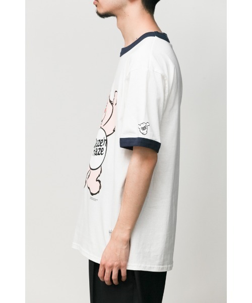 乱痴気（ランチキ）の「【DAZE'N HAZE】T-SHIRTS - Bear /リンガーT（Tシャツ/カットソー・メンズ・杢グレー/ホワイト×ネイビー・L/M）」の11枚目の写真