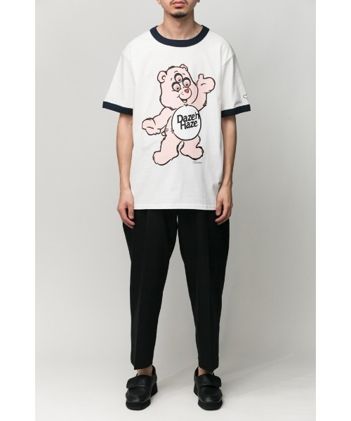 乱痴気（ランチキ）の「【DAZE'N HAZE】T-SHIRTS - Bear /リンガーT（Tシャツ/カットソー・メンズ・杢グレー/ホワイト×ネイビー・L/M）」の4枚目の写真