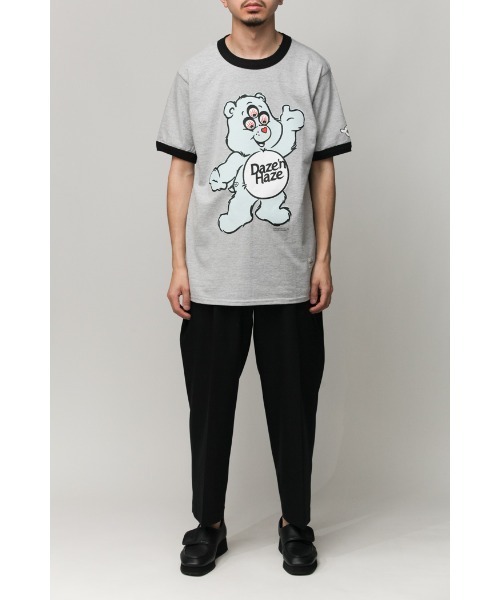 乱痴気（ランチキ）の「【DAZE'N HAZE】T-SHIRTS - Bear /リンガーT（Tシャツ/カットソー・メンズ・杢グレー/ホワイト×ネイビー・L/M）」の5枚目の写真
