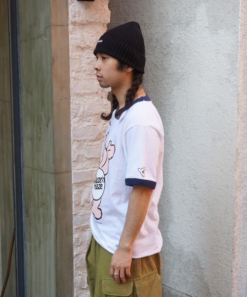 乱痴気（ランチキ）の「【DAZE'N HAZE】T-SHIRTS - Bear /リンガーT（Tシャツ/カットソー・メンズ・杢グレー/ホワイト×ネイビー・L/M）」の10枚目の写真