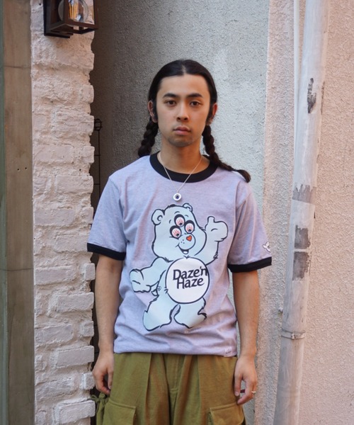 乱痴気（ランチキ）の「【DAZE'N HAZE】T-SHIRTS - Bear /リンガーT（Tシャツ/カットソー・メンズ・杢グレー/ホワイト×ネイビー・L/M）」の15枚目の写真
