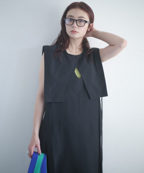 spoon store（スプーンストア）の「4wayレイヤードワンピース（ワンピース・レディース・ブラック/アイボリー・フリー）」の6枚目の写真