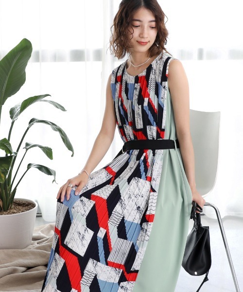 幾何学柄プリーツ配色切替ワンピース ワンピース Bou Jeloud ブージュルード のファッション通販 Zozotown 幾何学柄プリーツ配色切替ワンピース ワンピース Bou Jeloud ブージュルード のファッション通販 Zozotown