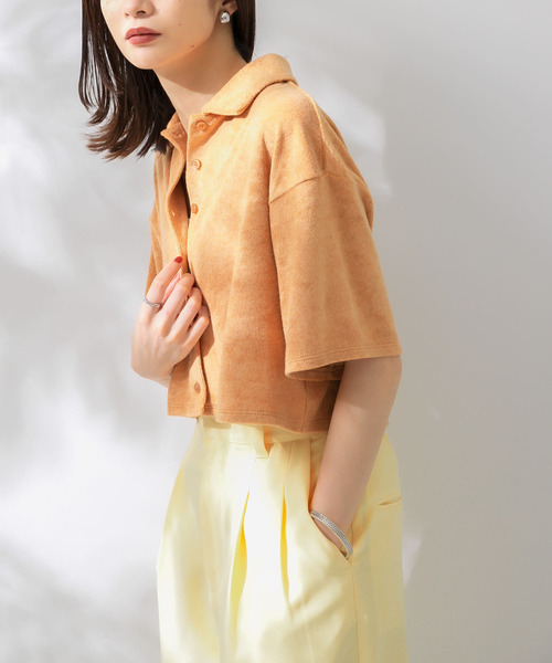 KBF（ケイビーエフ）の「クロップドパイルポロシャツ（ポロシャツ・レディース・キャメル/ブルー/ピンク・ONE）」の12枚目の写真