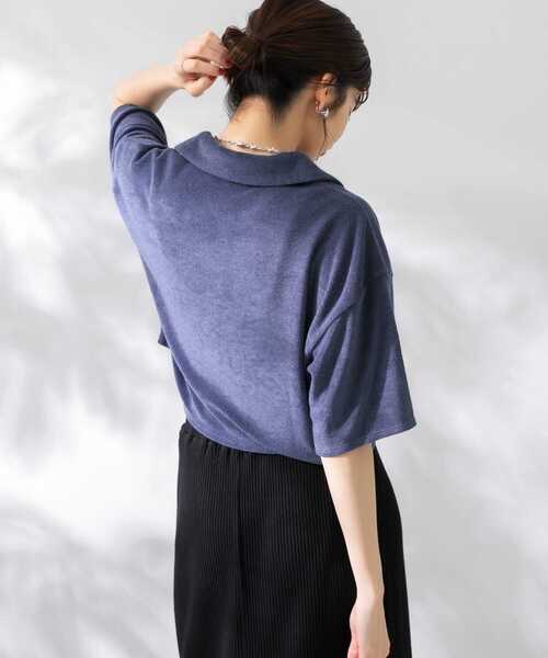 KBF（ケイビーエフ）の「クロップドパイルポロシャツ（ポロシャツ・レディース・キャメル/ブルー/ピンク・ONE）」の6枚目の写真