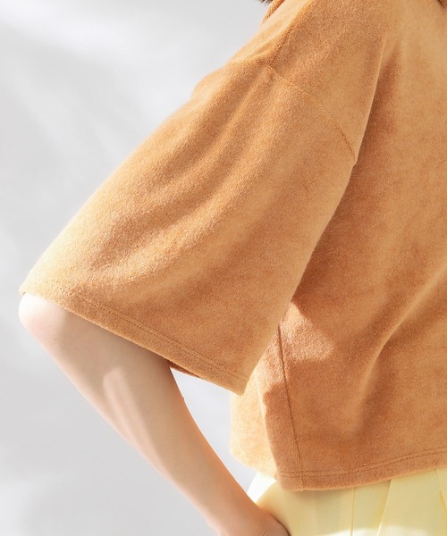 KBF（ケイビーエフ）の「クロップドパイルポロシャツ（ポロシャツ・レディース・キャメル/ブルー/ピンク・ONE）」の7枚目の写真