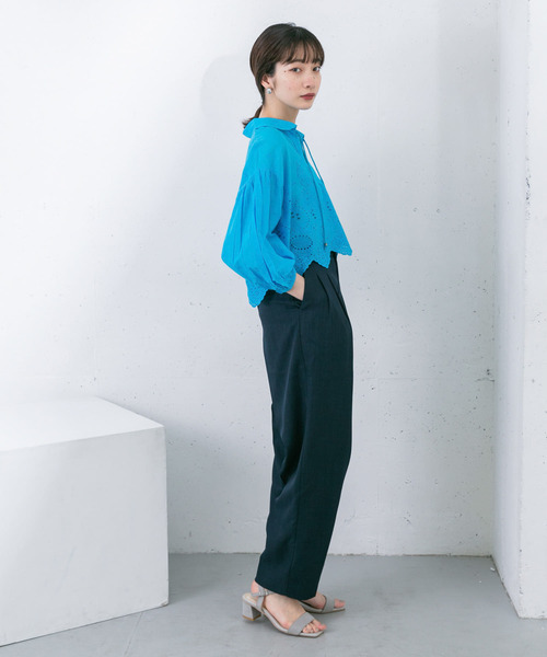 KBF（ケイビーエフ）の「エンブロイダリーショートプルオーバー（シャツ/ブラウス・レディース・ブルー/チャコールグレー/アイボリー・ONE）」の15枚目の写真