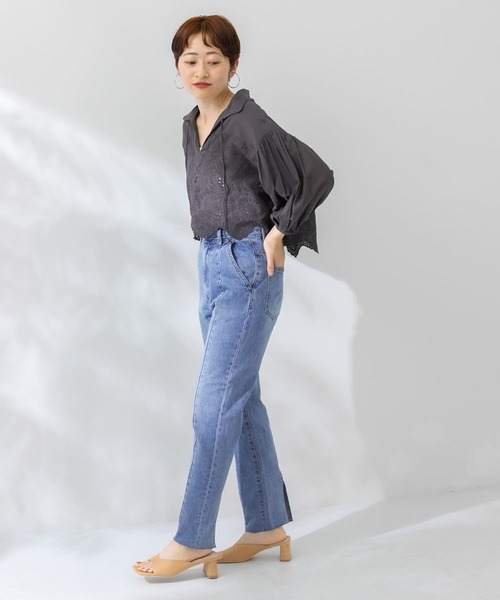 KBF（ケイビーエフ）の「エンブロイダリーショートプルオーバー（シャツ/ブラウス・レディース・ブルー/チャコールグレー/アイボリー・ONE）」の20枚目の写真