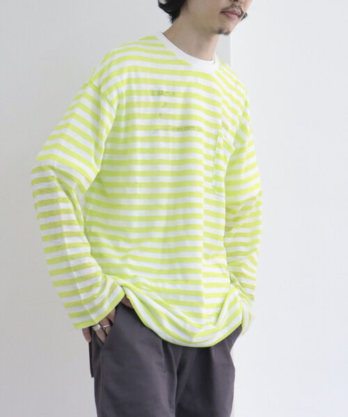 fredy repit（フレディレピ）の「シアースラブボーダービッグT  【ユニセックス】（Tシャツ/カットソー・レディース・ピンク系その他3/ネイビー×ホワイト/ブルー系その他/グレー系その他/オレンジ系その他/イエロー系その他/ピンク系その他・38）」の4枚目の写真