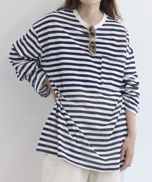 fredy repit（フレディレピ）の「シアースラブボーダービッグT  【ユニセックス】（Tシャツ/カットソー・レディース・ピンク系その他3/ネイビー×ホワイト/ブルー系その他/グレー系その他/オレンジ系その他/イエロー系その他/ピンク系その他・38）」の3枚目の写真