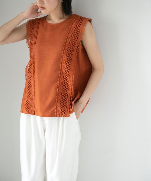 LB.04/レース切り替えノースリーブブラウス