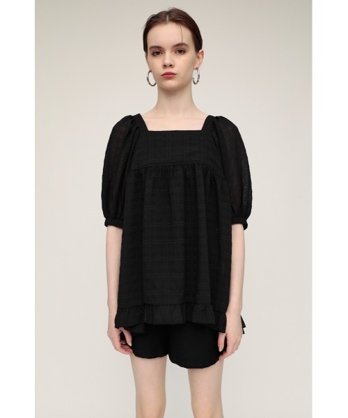 SLY(スライ)の「WRINKLED SHEER TUNIC リンクル シアー チュニック(シャツ/ブラウス・レディース・ホワイト/ブラック/ライトグリーン・FREE)」の9枚目の写真