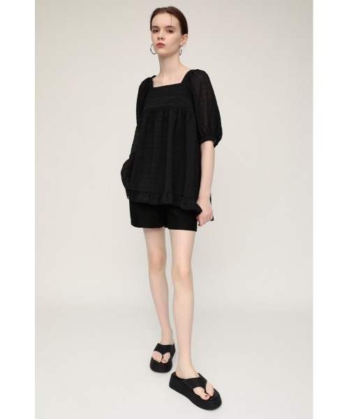 SLY(スライ)の「WRINKLED SHEER TUNIC リンクル シアー チュニック(シャツ/ブラウス・レディース・ホワイト/ブラック/ライトグリーン・FREE)」の10枚目の写真