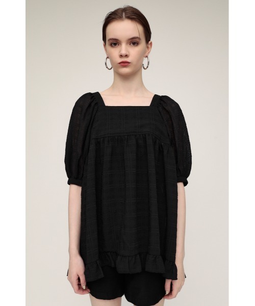 SLY(スライ)の「WRINKLED SHEER TUNIC リンクル シアー チュニック(シャツ/ブラウス・レディース・ホワイト/ブラック/ライトグリーン・FREE)」の11枚目の写真