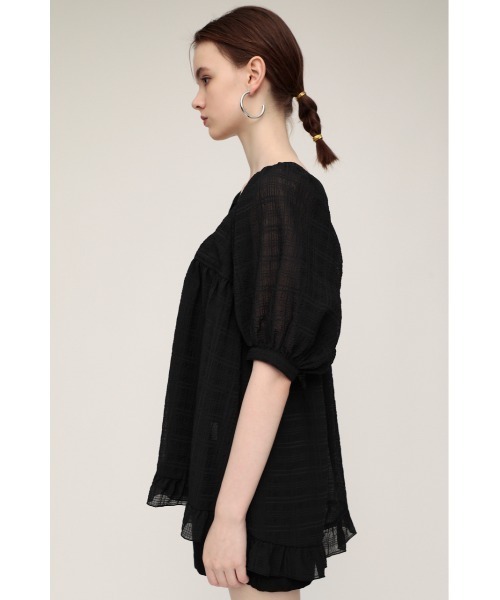 SLY(スライ)の「WRINKLED SHEER TUNIC リンクル シアー チュニック(シャツ/ブラウス・レディース・ホワイト/ブラック/ライトグリーン・FREE)」の12枚目の写真