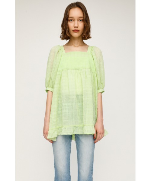SLY(スライ)の「WRINKLED SHEER TUNIC リンクル シアー チュニック(シャツ/ブラウス・レディース・ホワイト/ブラック/ライトグリーン・FREE)」の14枚目の写真