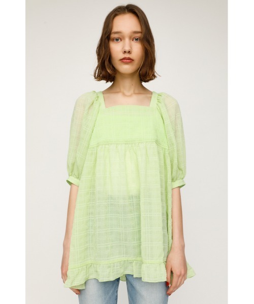 SLY(スライ)の「WRINKLED SHEER TUNIC リンクル シアー チュニック(シャツ/ブラウス・レディース・ホワイト/ブラック/ライトグリーン・FREE)」の16枚目の写真