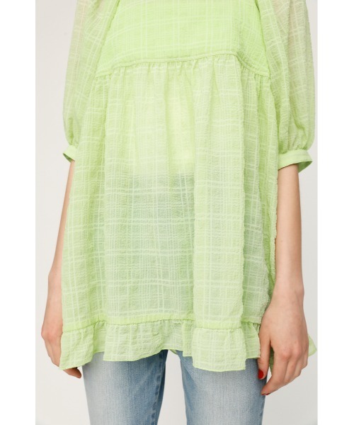 SLY(スライ)の「WRINKLED SHEER TUNIC リンクル シアー チュニック(シャツ/ブラウス・レディース・ホワイト/ブラック/ライトグリーン・FREE)」の22枚目の写真