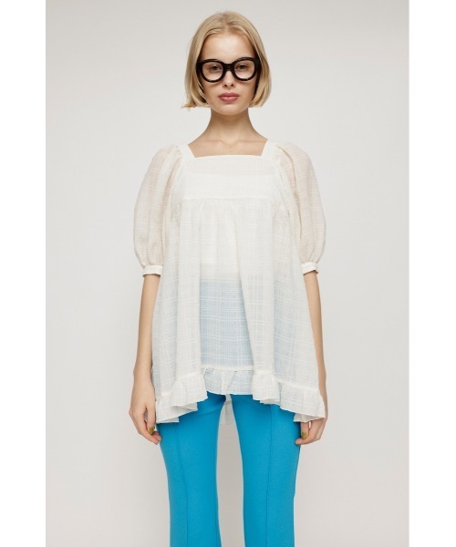 SLY(スライ)の「WRINKLED SHEER TUNIC リンクル シアー チュニック(シャツ/ブラウス・レディース・ホワイト/ブラック/ライトグリーン・FREE)」の4枚目の写真