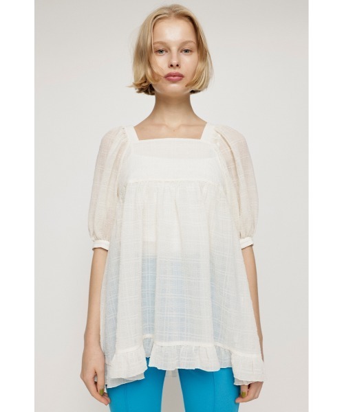 SLY(スライ)の「WRINKLED SHEER TUNIC リンクル シアー チュニック(シャツ/ブラウス・レディース・ホワイト/ブラック/ライトグリーン・FREE)」の6枚目の写真