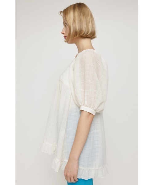 SLY(スライ)の「WRINKLED SHEER TUNIC リンクル シアー チュニック(シャツ/ブラウス・レディース・ホワイト/ブラック/ライトグリーン・FREE)」の7枚目の写真