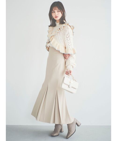 dazzlin（ダズリン）の「レースアップナロースカート（スカート・レディース・モカ/グレー/ベージュ・SMALL/MEDIUM）」の4枚目の写真