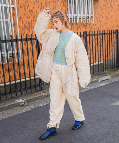 w closet（ダブルクローゼット）の「ひょうたんキルティングジャケット（ミリタリージャケット・レディース・ブラック/ライトカーキ/ベージュ系その他/アイボリー・FREE）」の5枚目の写真