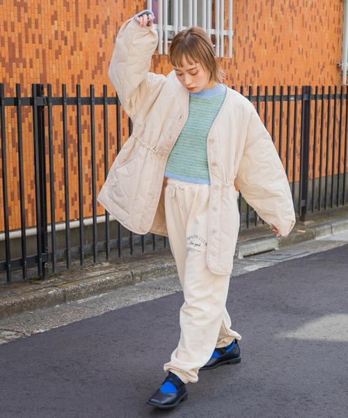 w closet（ダブルクローゼット）の「ひょうたんキルティングジャケット（ミリタリージャケット・レディース・ブラック/ライトカーキ/ベージュ系その他/アイボリー・FREE）」の13枚目の写真