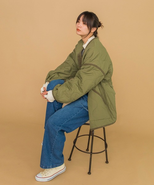 w closet（ダブルクローゼット）の「ひょうたんキルティングジャケット（ミリタリージャケット・レディース・ブラック/ライトカーキ/ベージュ系その他/アイボリー・FREE）」の18枚目の写真