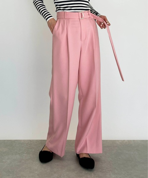 DIARIUM（ディアリウム）の「【日本製】ベルト付きワイドパンツ（その他パンツ・レディース・ピンク/キャメル・M）」の2枚目の写真