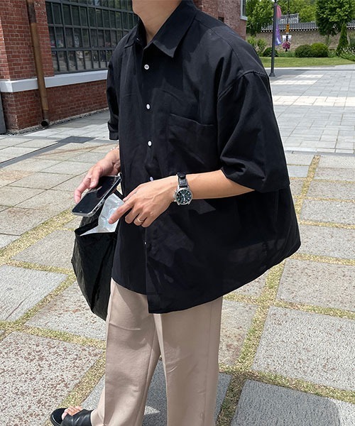 ASCLO（エジュクロ）の「ASCLO  Oxford Short Sleeve Shirt (4color)（シャツ/ブラウス・メンズ・ホワイト/スカイブルー/ブラック/ライトイエロー・FREE）」の3枚目の写真