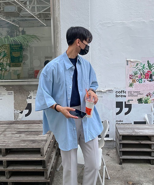 ASCLO（エジュクロ）の「ASCLO  Oxford Short Sleeve Shirt (4color)（シャツ/ブラウス・メンズ・ホワイト/スカイブルー/ブラック/ライトイエロー・FREE）」の6枚目の写真