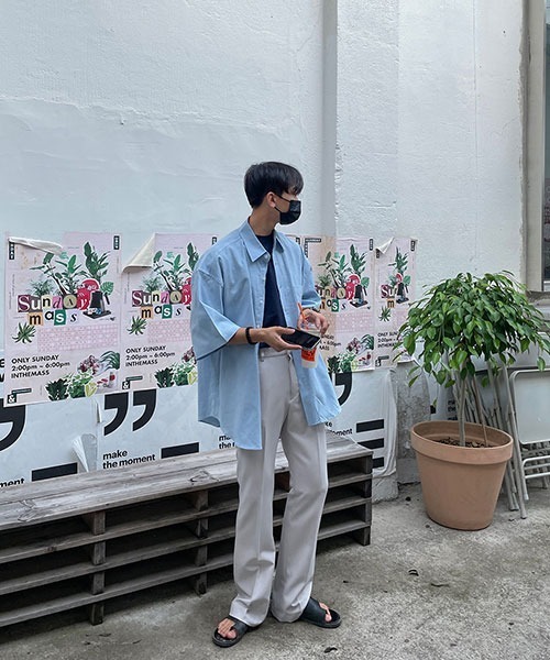 ASCLO（エジュクロ）の「ASCLO  Oxford Short Sleeve Shirt (4color)（シャツ/ブラウス・メンズ・ホワイト/スカイブルー/ブラック/ライトイエロー・FREE）」の15枚目の写真