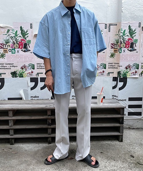 ASCLO（エジュクロ）の「ASCLO  Oxford Short Sleeve Shirt (4color)（シャツ/ブラウス・メンズ・ホワイト/スカイブルー/ブラック/ライトイエロー・FREE）」の12枚目の写真