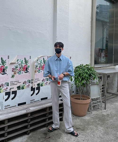 ASCLO（エジュクロ）の「ASCLO  Oxford Short Sleeve Shirt (4color)（シャツ/ブラウス・メンズ・ホワイト/スカイブルー/ブラック/ライトイエロー・FREE）」の8枚目の写真