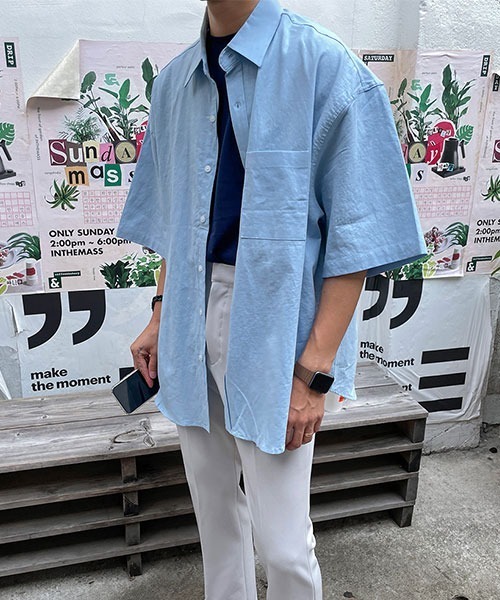 ASCLO（エジュクロ）の「ASCLO  Oxford Short Sleeve Shirt (4color)（シャツ/ブラウス・メンズ・ホワイト/スカイブルー/ブラック/ライトイエロー・FREE）」の9枚目の写真