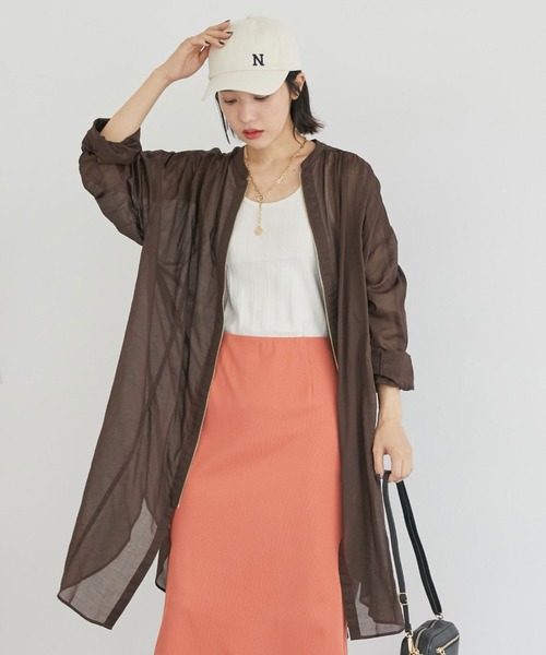 Doux archives（ドゥアルシーヴ）の「ボイルギャザーフロントＺＩＰ（ノーカラーコート・レディース・チャコールグレー/ブラウン/シルバーグレー・FREE）」の3枚目の写真