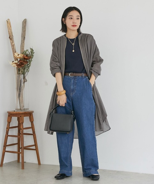 Doux archives（ドゥアルシーヴ）の「ボイルギャザーフロントＺＩＰ（ノーカラーコート・レディース・チャコールグレー/ブラウン/シルバーグレー・FREE）」の2枚目の写真