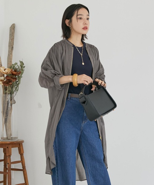 Doux archives（ドゥアルシーヴ）の「ボイルギャザーフロントＺＩＰ（ノーカラーコート・レディース・チャコールグレー/ブラウン/シルバーグレー・FREE）」の16枚目の写真