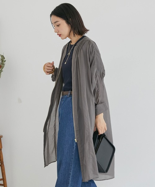Doux archives（ドゥアルシーヴ）の「ボイルギャザーフロントＺＩＰ（ノーカラーコート・レディース・チャコールグレー/ブラウン/シルバーグレー・FREE）」の21枚目の写真