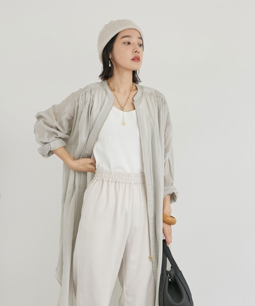 Doux archives（ドゥアルシーヴ）の「ボイルギャザーフロントＺＩＰ（ノーカラーコート・レディース・チャコールグレー/ブラウン/シルバーグレー・FREE）」の19枚目の写真