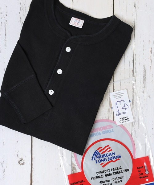 JEMORGAN(ジェーイーモーガン)の「JEMORGAN ワッフル/フライス 長袖 ヘンリーネック ロンT(パック入)(Tシャツ/カットソー・メンズ・ナチュラル/カーキ/ネイビー/ブラック/ホワイト/杢グレー/チャコール/ホワイト系/グレー系2/ブラック系/グレー系1・XL/M/S/L)」の4枚目の写真