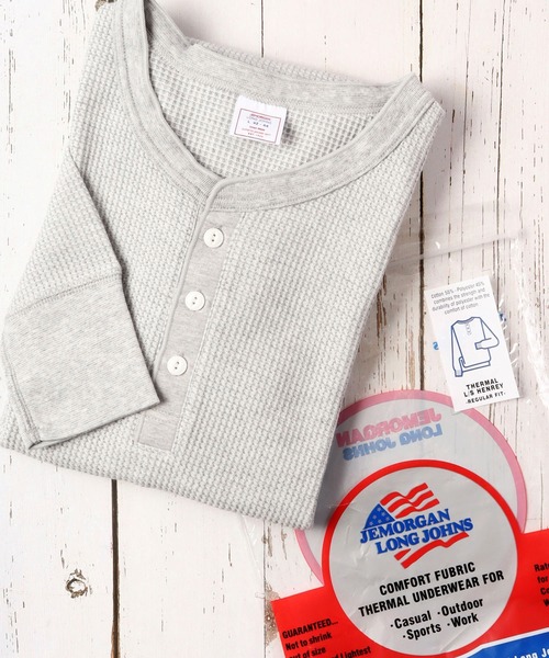 JEMORGAN(ジェーイーモーガン)の「JEMORGAN ワッフル/フライス 長袖 ヘンリーネック ロンT(パック入)(Tシャツ/カットソー・メンズ・ナチュラル/カーキ/ネイビー/ブラック/ホワイト/杢グレー/チャコール/ホワイト系/グレー系2/ブラック系/グレー系1・XL/M/S/L)」の5枚目の写真