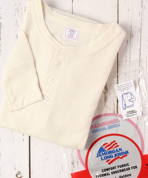 JEMORGAN(ジェーイーモーガン)の「JEMORGAN ワッフル/フライス 長袖 ヘンリーネック ロンT(パック入)(Tシャツ/カットソー・メンズ・ナチュラル/カーキ/ネイビー/ブラック/ホワイト/杢グレー/チャコール/ホワイト系/グレー系2/ブラック系/グレー系1・XL/M/S/L)」の9枚目の写真