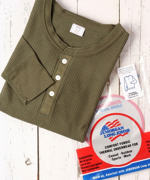 JEMORGAN(ジェーイーモーガン)の「JEMORGAN ワッフル/フライス 長袖 ヘンリーネック ロンT(パック入)(Tシャツ/カットソー・メンズ・ナチュラル/カーキ/ネイビー/ブラック/ホワイト/杢グレー/チャコール/ホワイト系/グレー系2/ブラック系/グレー系1・XL/M/S/L)」の10枚目の写真