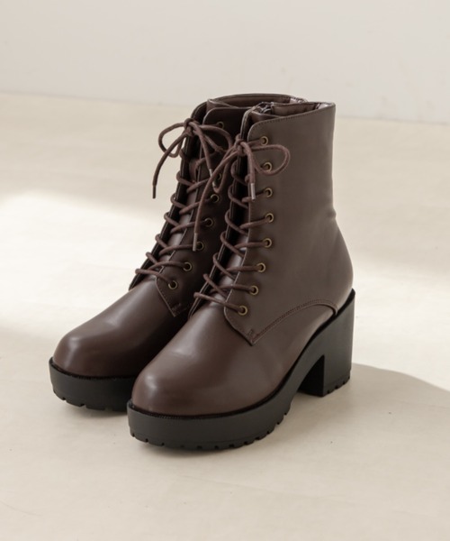 OLIVE des OLIVE（オリーブデオリーブ）の「タンク底レースアップブーツ（ブーツ・レディース・ブラック/ダークブラウン・SMALL/MEDIUM/LARGE）」の11枚目の写真