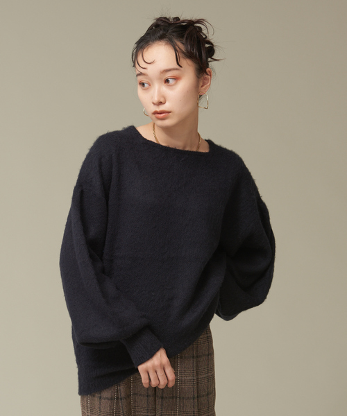 NOMINE（ノミネ）の「モヘアライクスクエアニット（ニット/セーター・レディース・イエロー/グリーン/キャメル/ダークネイビー・フリー）」の3枚目の写真