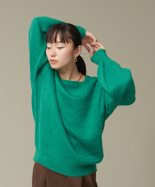 NOMINE（ノミネ）の「モヘアライクスクエアニット（ニット/セーター・レディース・イエロー/グリーン/キャメル/ダークネイビー・フリー）」の10枚目の写真