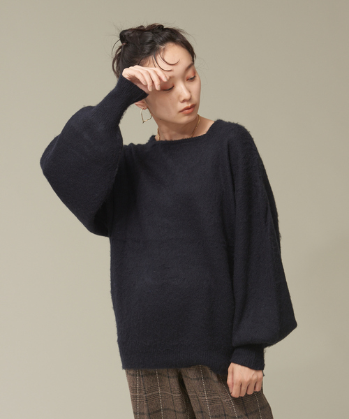 NOMINE（ノミネ）の「モヘアライクスクエアニット（ニット/セーター・レディース・イエロー/グリーン/キャメル/ダークネイビー・フリー）」の6枚目の写真