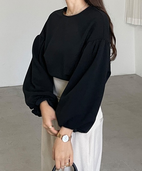 Louere（ルエレ）の「バルーン袖エンボス加工トップス（Tシャツ/カットソー・レディース・ベージュ/ブラック/ホワイト・LARGE/MEDIUM/SMALL）」の9枚目の写真